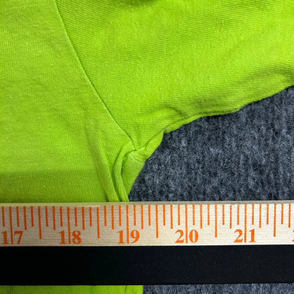 Champion T-Shirt Mens Size L Neon Lime Green Cotton Short Sleeve Athletic Logo - Picture 4 of 7